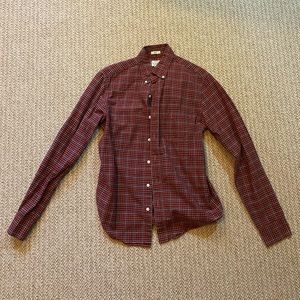 J Crew Red Plaid Cotton Oxford Men Size S Slim